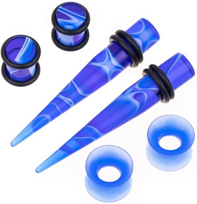 Linkning Store 50 PCS Ear Stretching Kit 14Gauges-00Gauges Earring Marble Acrylic Taper Piercing Jewlery Sets - Image 2